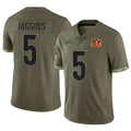 C.Bengals #5 Tee Higgins Player Olive Salute to Service Limited Game Hdoa Stitched Jerseys