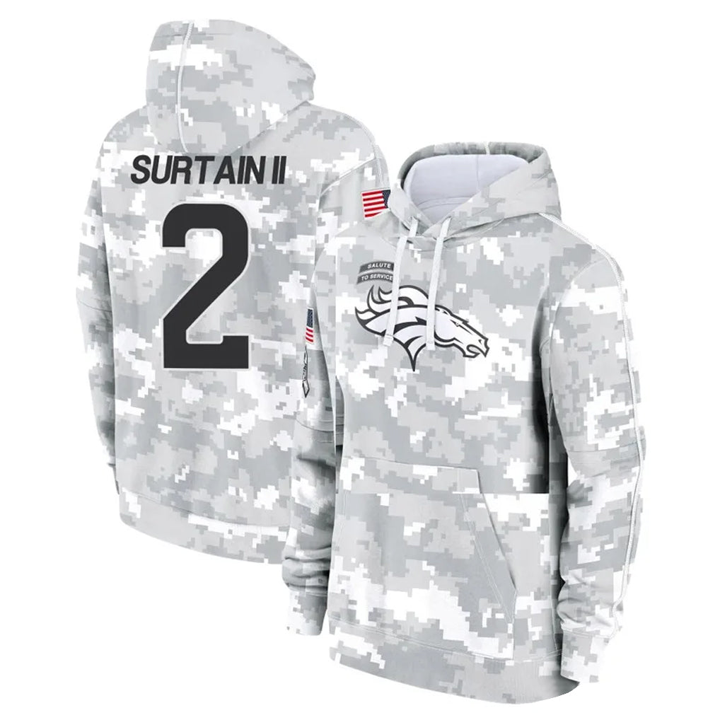 D.Broncos #2 Pat Surtain II Player Arctic Camo Salute to Service Hoodies Limited Game Hdoa Stitched Jerseys