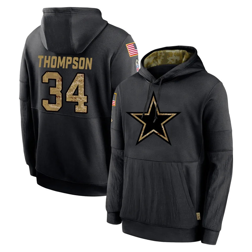 D.Cowboys #34 Jalen Thompson Player Black Salute to Service Pullover Hoodies Limited Hdoa Stitched Jerseys