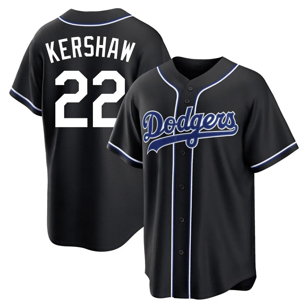 LA.Dodgers #22 Clayton Kershaw Player Black Carbon Limited Home Hdoa Stitched Jerseys