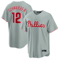 P.Phillies #12 Kyle Schwarber Player Gray Home Game Hdoa Stitched Jerseys
