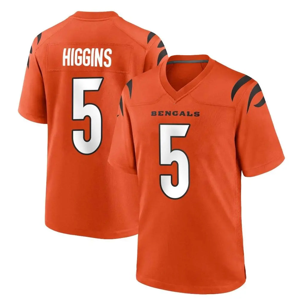 C.Bengals #5 Tee Higgins Player Orange Home Game Hdoa Stitched Jerseys