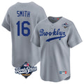 LA.Dodgers #16 Will Smith Player Gray World Series Game Limited Home Hdoa Stitched Jerseys
