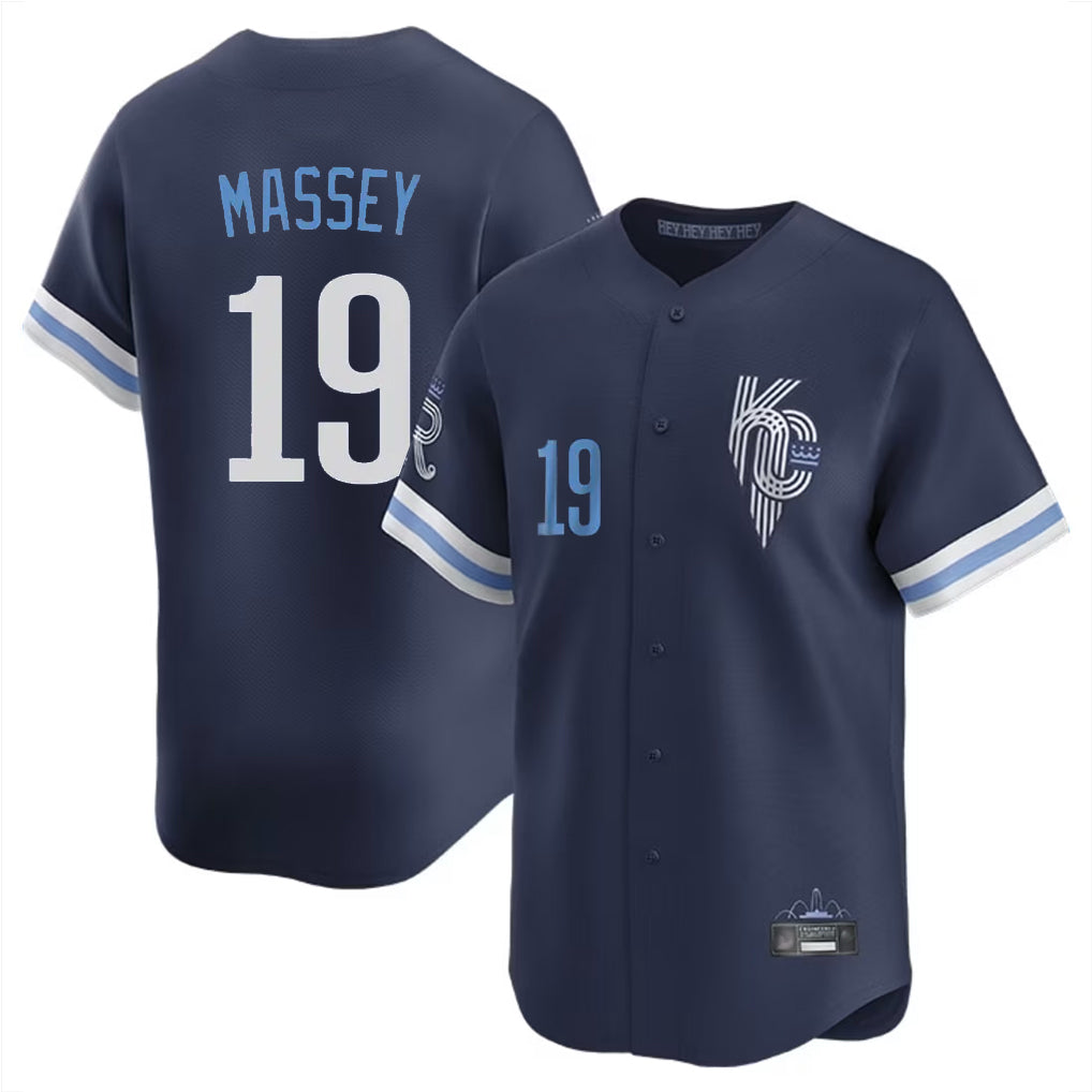 KC.Royals #19 Michael Massey Player Navy City Connect Limited Home Hdoa Stitched Jerseys