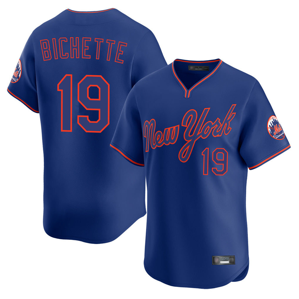 NY.Mets #19 Bo Bichette Player Royal T-shirt Home Limited Elite Hdoa Stitched Jerseys