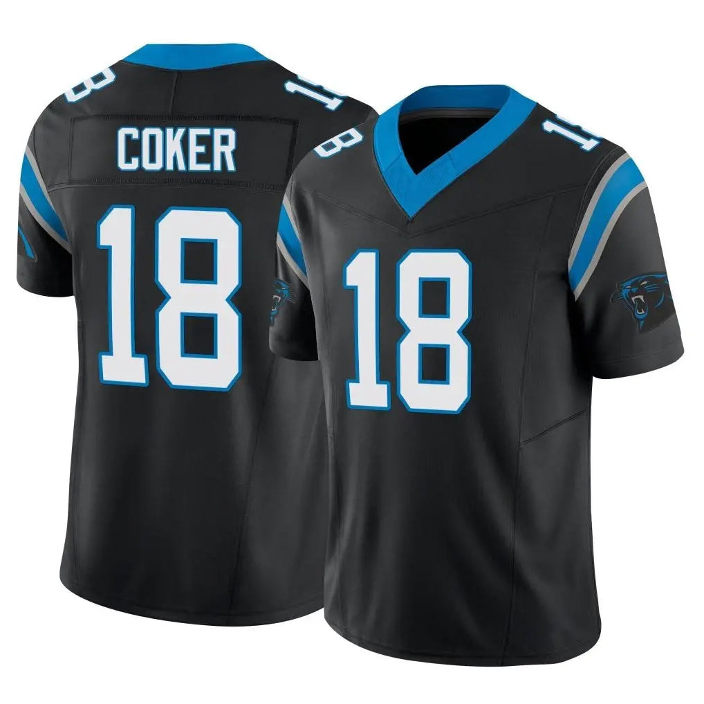 C.Panthers #18 Jalen Coker Player Black Vapor F.U.S.E. Limited Home Game Hdoa Stitched Jerseys