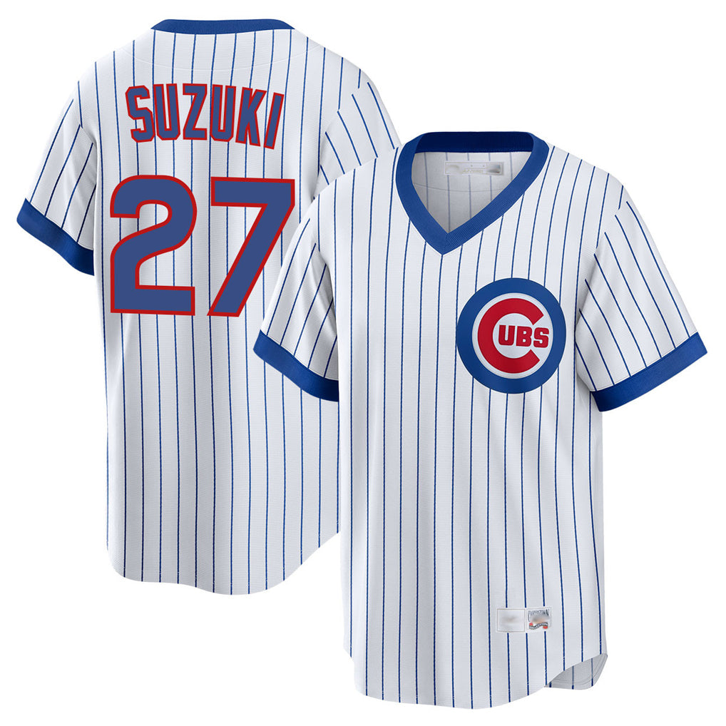 C.Cubs #27 Seiya Suzuki Player White T-shirt Cooperstown Collection Limited Hdoa Stitched Jerseys