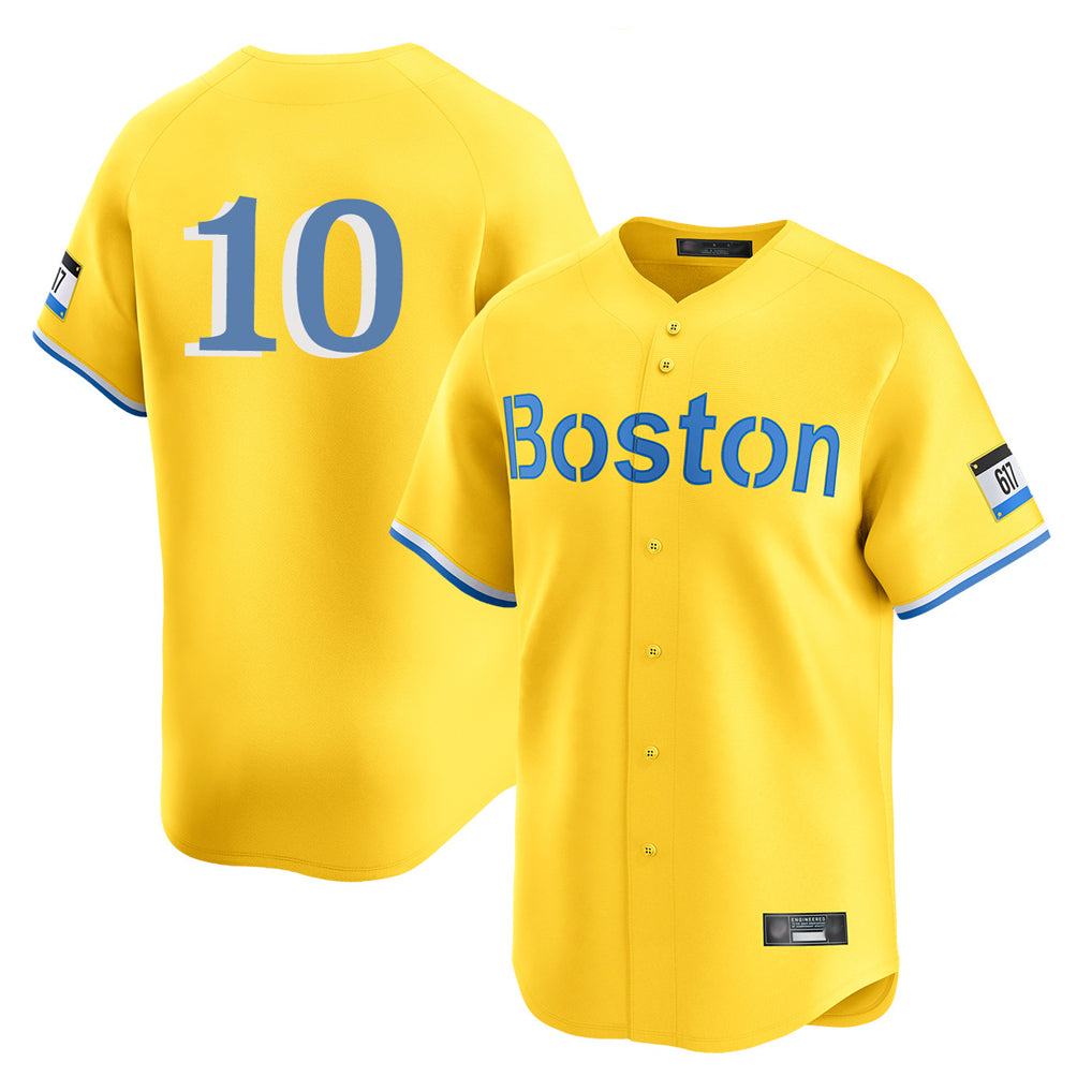B.Red Sox #10 Trevor Story Player Yellow Limited Home Game Hdoa Stitched Jerseys