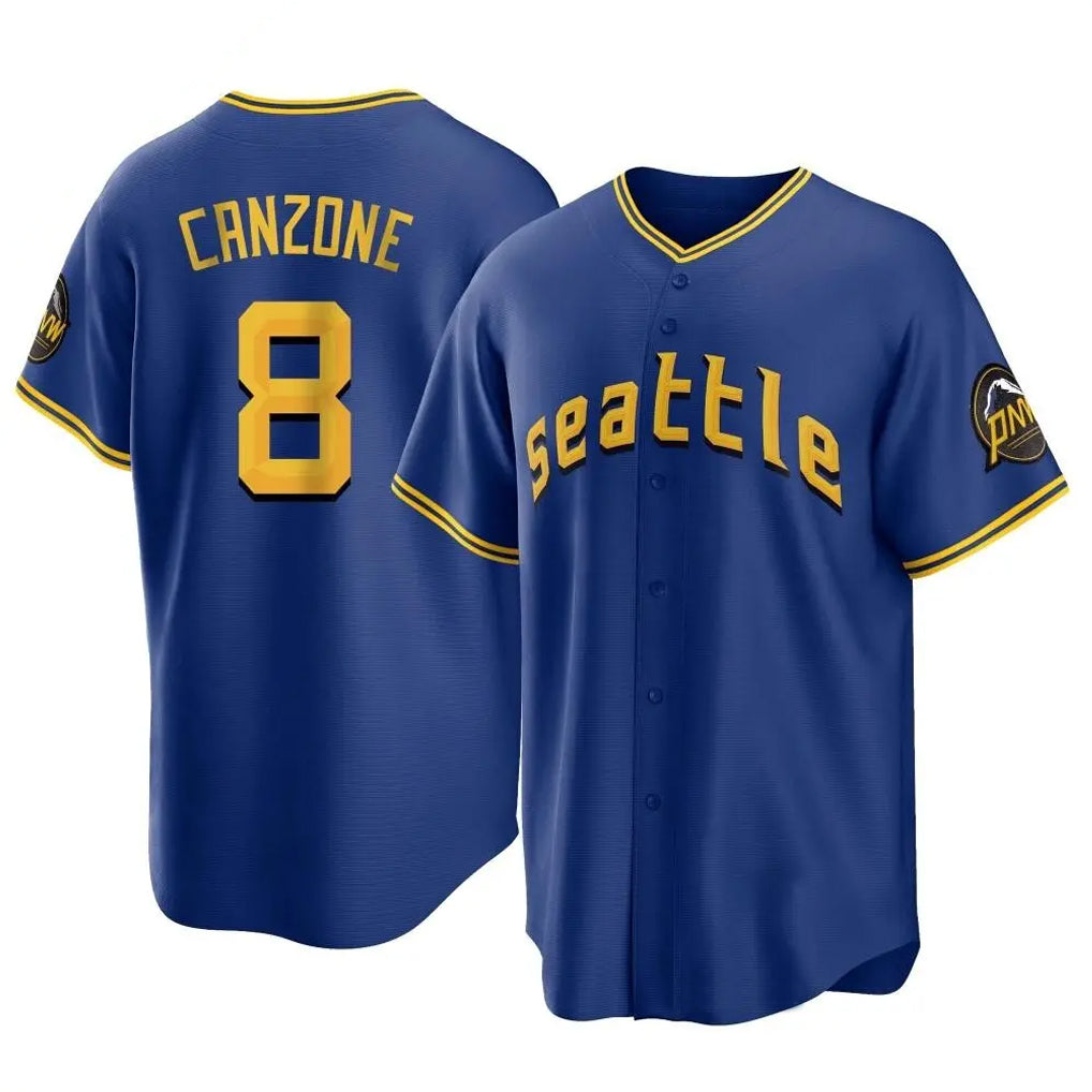 S.Mariners #8 Dominic Canzone Player Royal City Connect Home Game Hdoa Stitched Jerseys