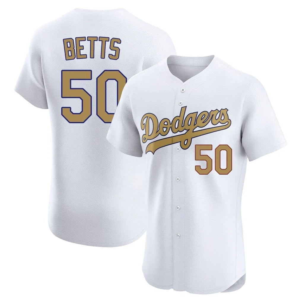 LA.Dodgers #50 Mookie Betts Player Gold Limited Elite Home Hdoa Stitched Jerseys