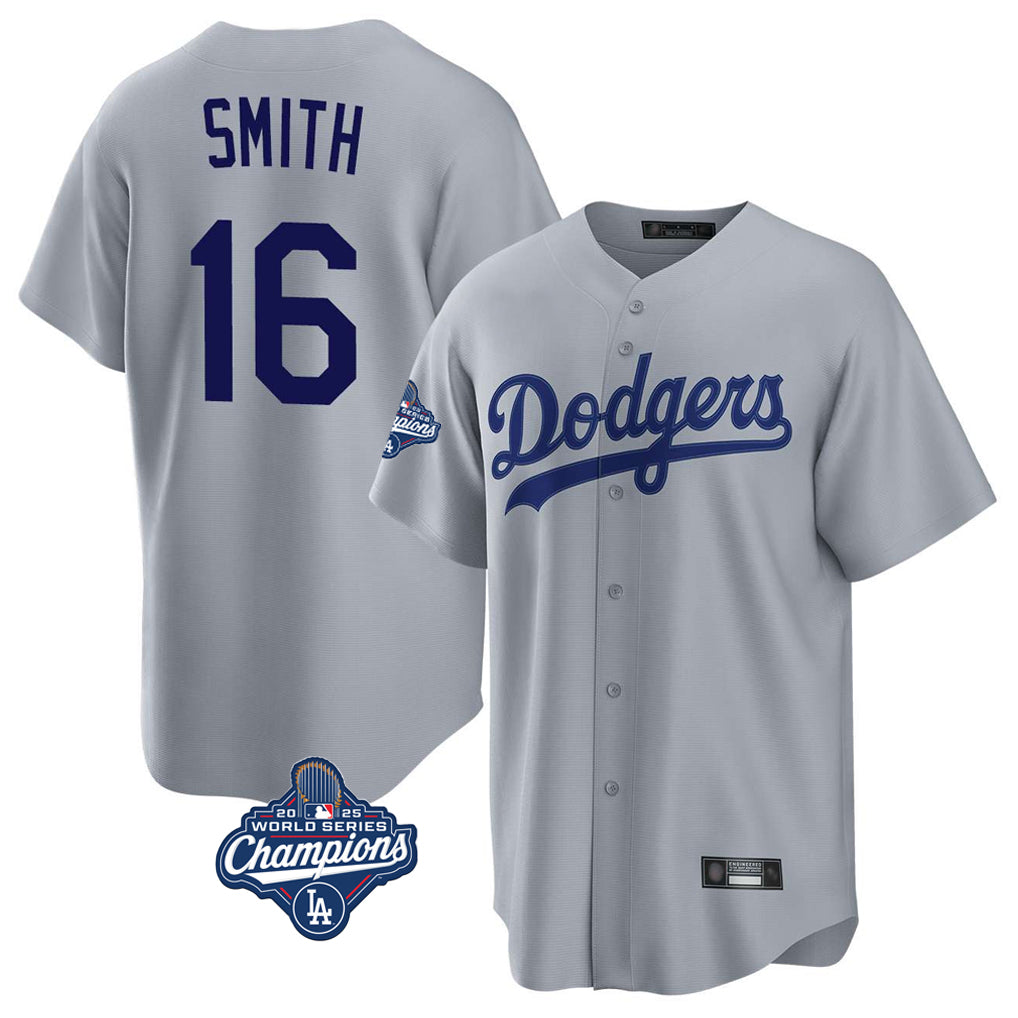LA.Dodgers #16 Will Smith Player Gray World Series Meet Game Hdoa Stitched Jerseys