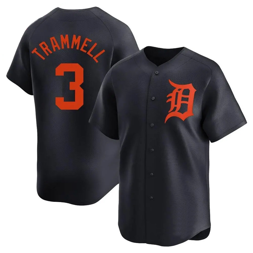 D.Tigers #3 Alan Trammell Player Navy Home Limited Hdoa Stitched Jerseys