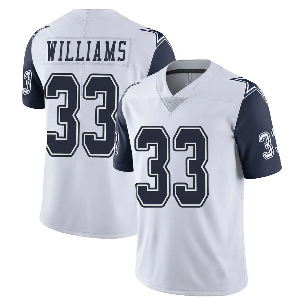D.Cowboys #33 Javonte Williams Player White-Navy Limited Color Rush Vapor Untouchable Home Game Hdoa Stitched Jerseys