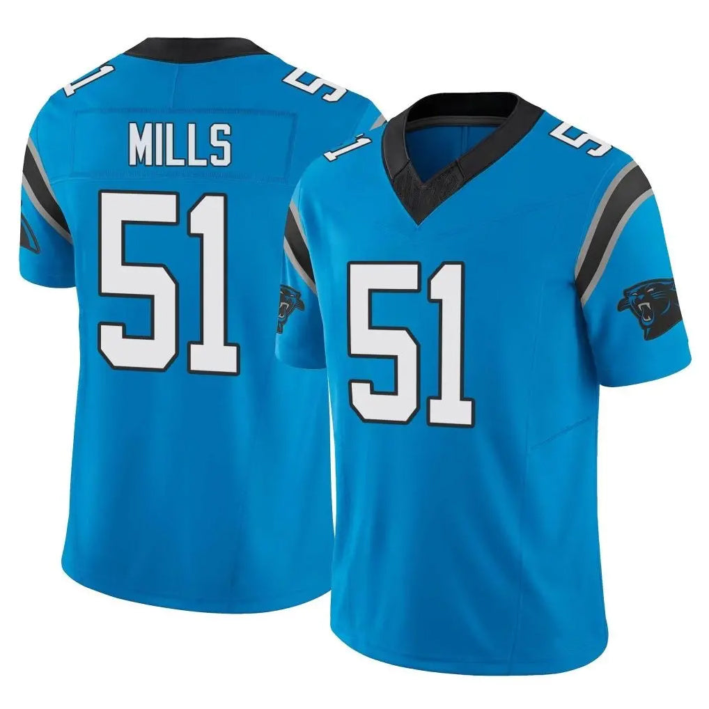 C.Panthers #51 Sam Mills Player Blue Vapor F.U.S.E. Limited Home Game Hdoa Stitched Jerseys