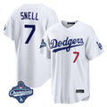LA.Dodgers #7 Blake Snell Player White Game World Series Meet Home Hdoa Stitched Jerseys
