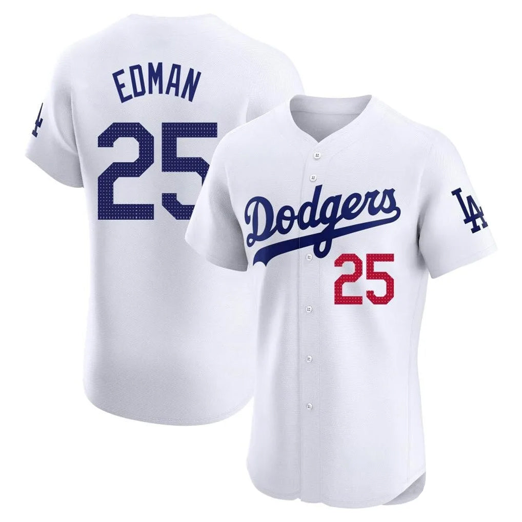 LA.Dodgers #25 Tommy Edman Player Gold White Limited Elite Home Hdoa Stitched Jerseys