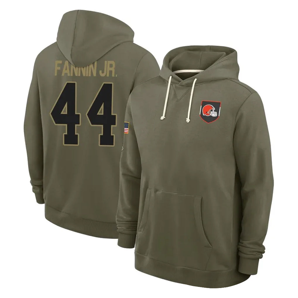 C.Browns #44 Harold Fannin Jr. Player Olive Salute to Service Pullover Hoodies Limited Hdoa Stitched Jerseys