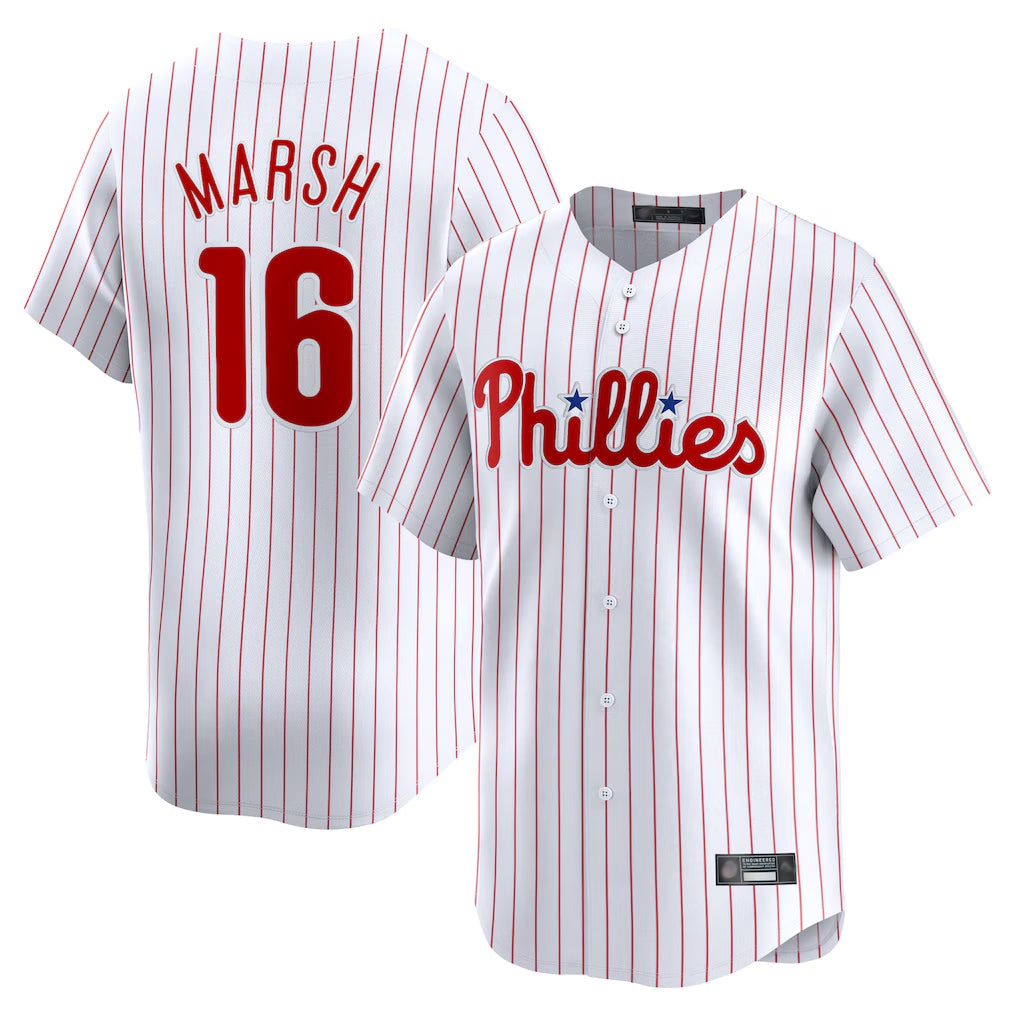 P.Phillies #16 Brandon Marsh Player White Home Limited Hdoa Stitched Jerseys