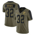 C.Browns #32 Jim Brown Player Olive Salute to Service Limited Home Game Hdoa Stitched Jerseys