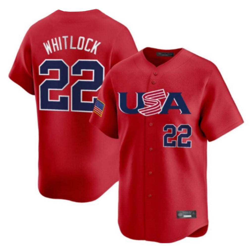 B.Red Sox #22 Garrett Whitlock Player Red USA World Classic Home Game Hdoa Stitched Jerseys
