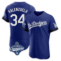 LA.Dodgers #34 Fernando Valenzuela Player Royal World Series Meet City Connect Elite Home Hdoa Stitched Jerseys