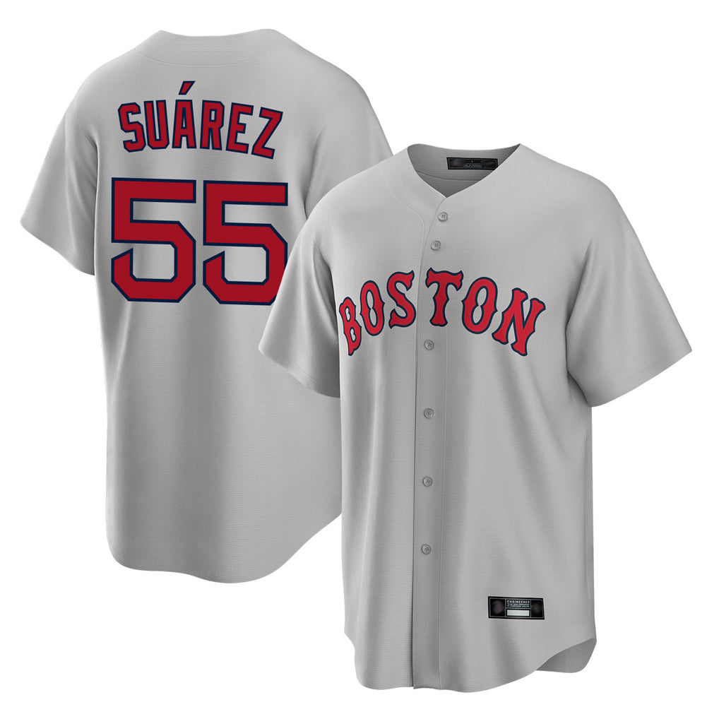 B.Red Sox #55 Ranger Su¨¢rez Player Gray Road Home Game Hdoa Stitched Jerseys