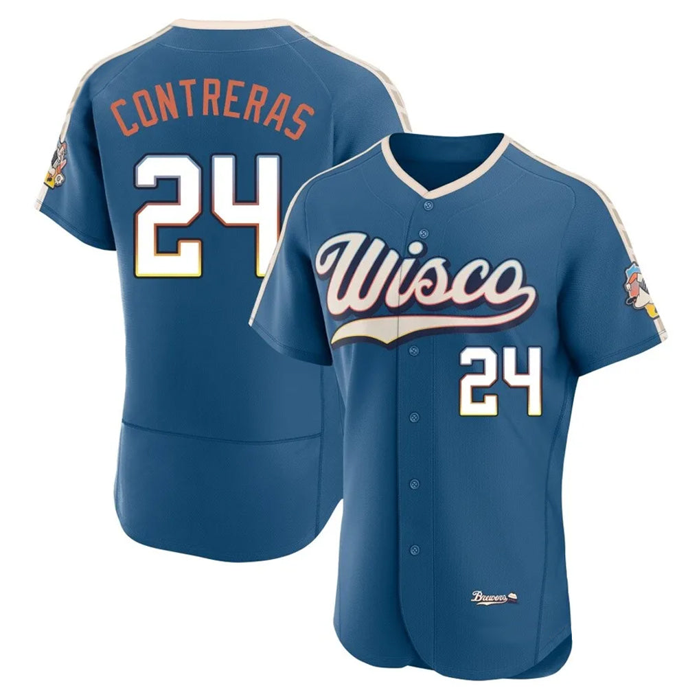 M.Brewers #24 William Contreras Player Blue 2026 City Connect Home Limited Elite Hdoa Stitched Jerseys