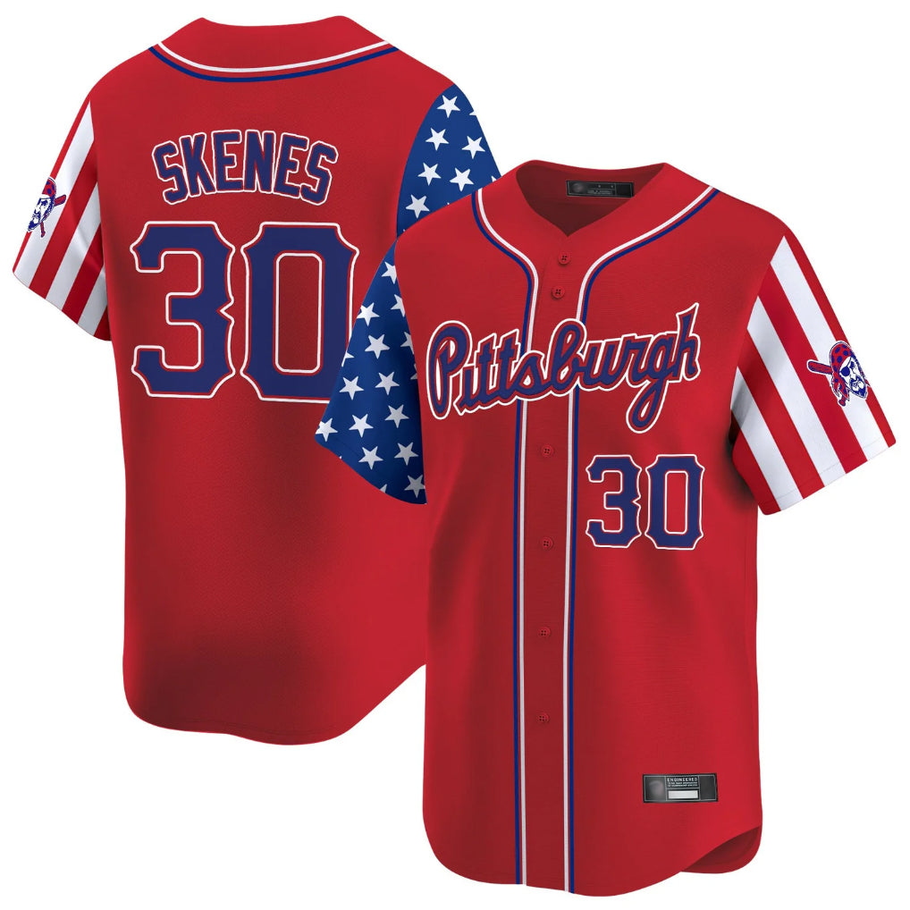 P.Pirates #30 Paul Skenes Player Red 2025 Independence Day Vapor Premier Limited Hdoa Stitched Jerseys