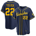 M.Brewers #22 Christian Yelich Player Navy Home Stadium Game Hdoa Stitched Jerseys