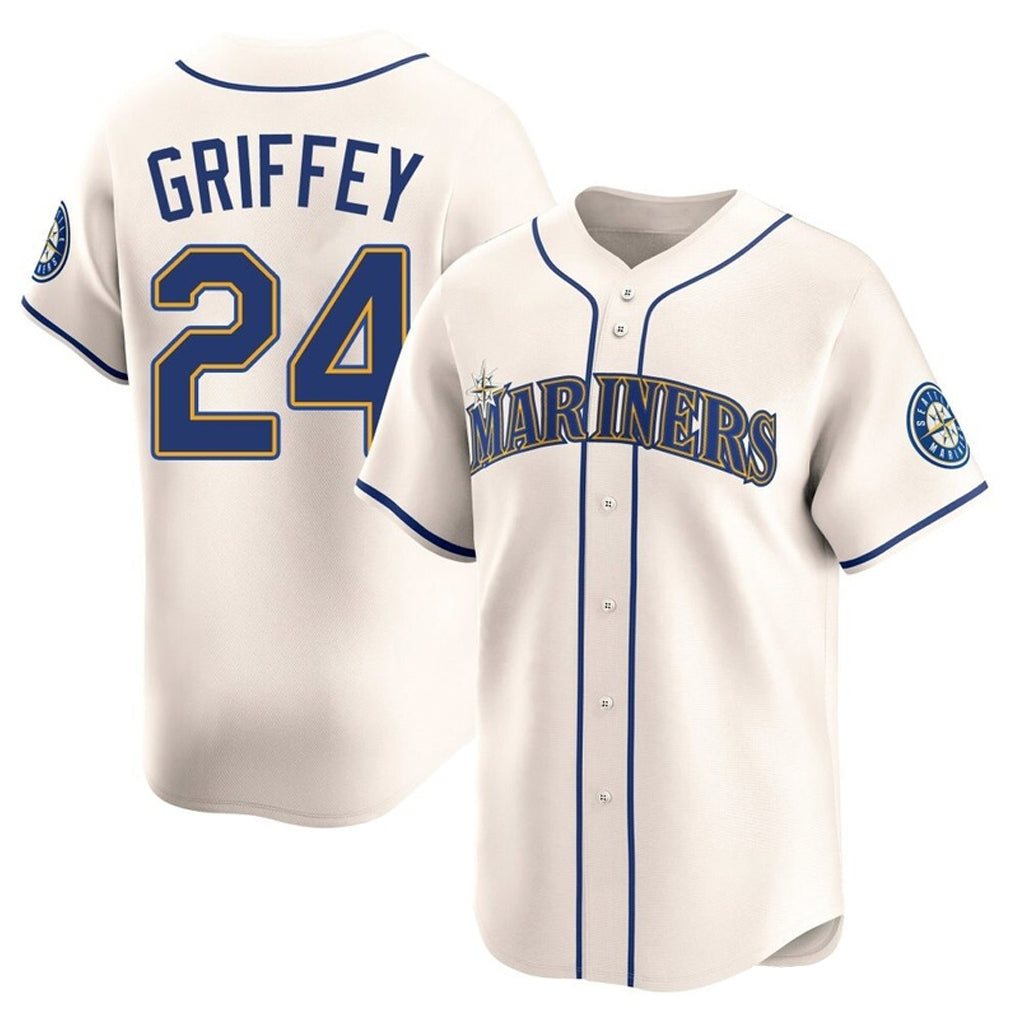 S.Mariners #24 Ken Griffey Jr Player Cream Home Limited Hdoa Stitched Jerseys