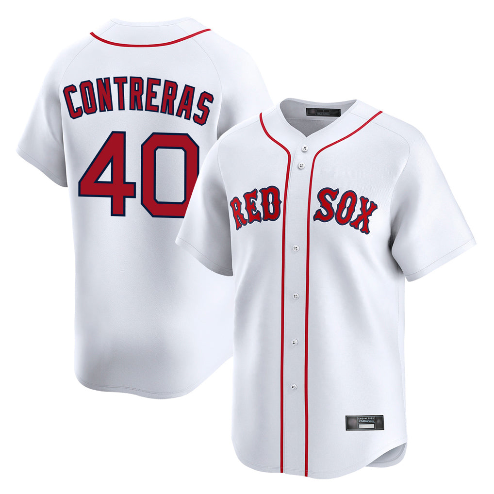 B.Red Sox #40 Willson Contreras Player White Limited Home Game Hdoa Stitched Jerseys