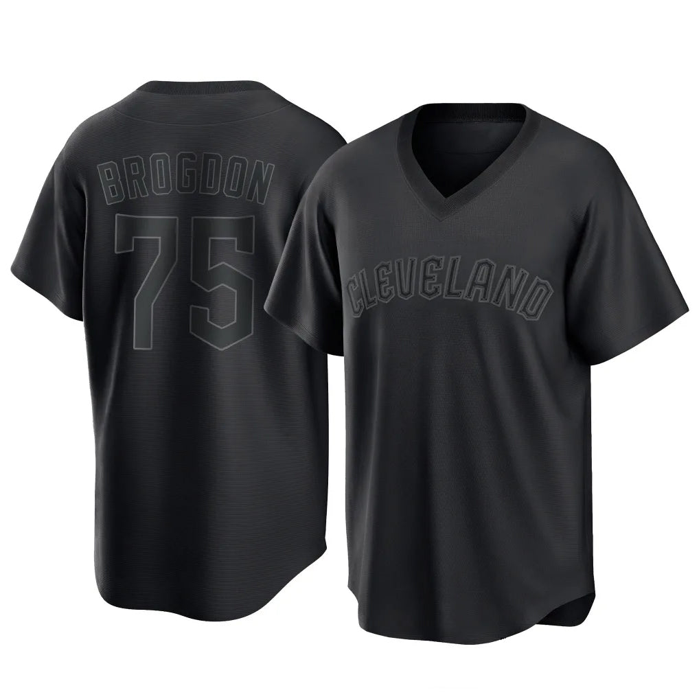 C.Guardians #75 Connor Brogdon Player Black T-shirt Home Game Hdoa Stitched Jerseys