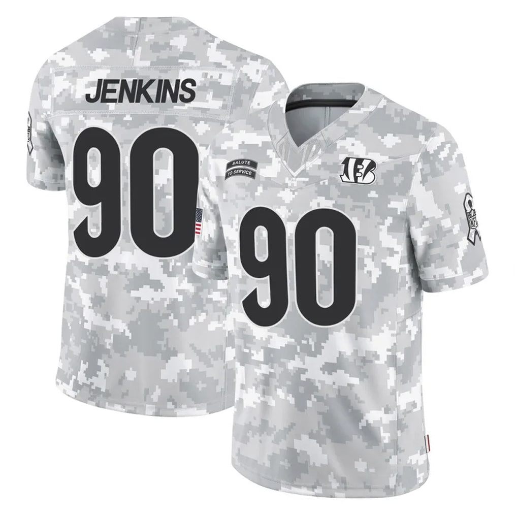 C.Bengals #90 Kris Jenkins Jr Player Arctic Camo Salute to Service Limited Hdoa Stitched Jerseys