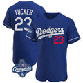 LA.Dodgers #23 Kyle Tucker Player Royal World Series Meet Limited Elite Home Hdoa Stitched Jerseys
