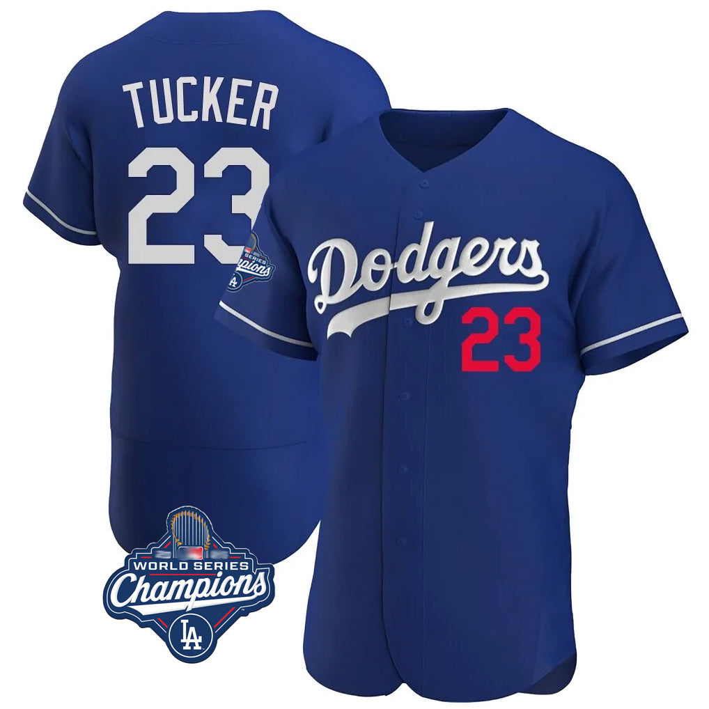 LA.Dodgers #23 Kyle Tucker Player Royal World Series Meet Limited Elite Home Hdoa Stitched Jerseys