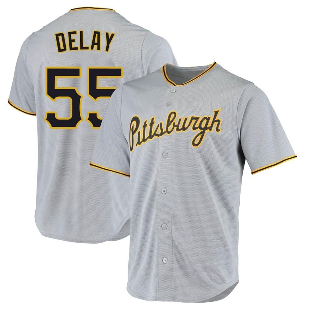 P.Pirates #55 Jason Delay Player Gray Road Home Game Hdoa Stitched Jerseys