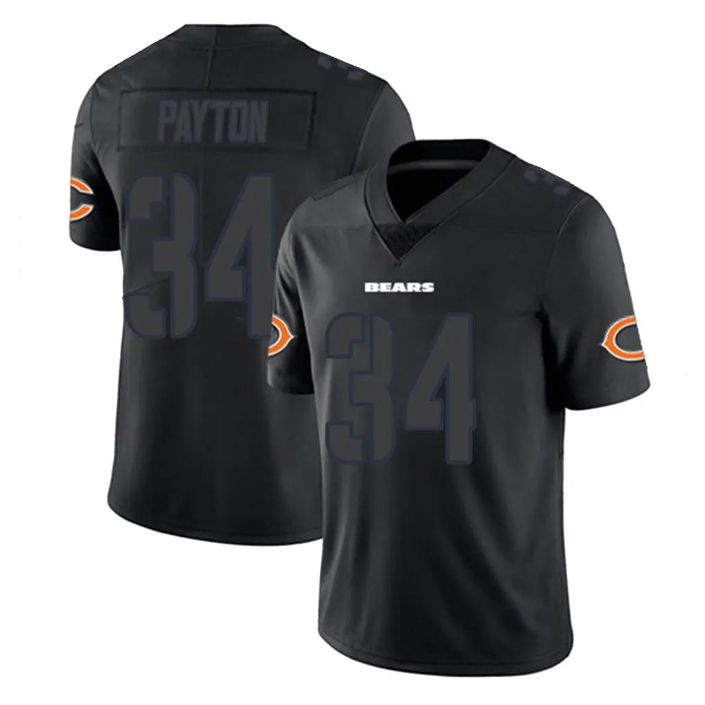 C.Bears #34 Walter Payton Player Black Impact Limited Game Hdoa Stitched Jerseys