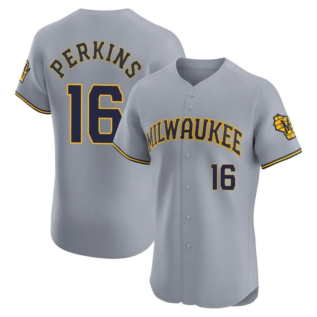 M.Brewers #16 Blake Perkins Player Gray Home Limited Elite Hdoa Stitched Jerseys