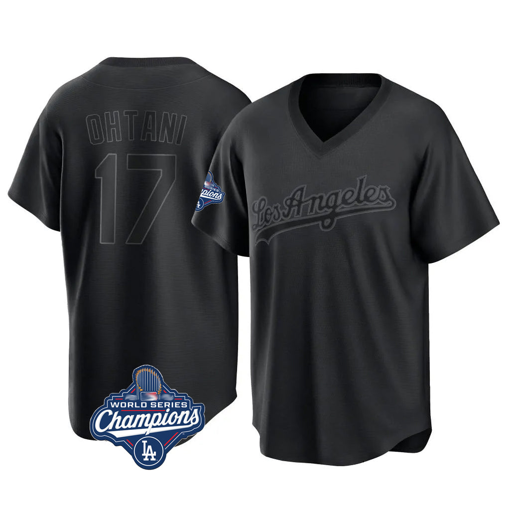 LA.Dodgers #17 Shohei Ohtani Player Black World Series Meet Pitch Fashion T-shirt Hdoa Stitched Jerseys
