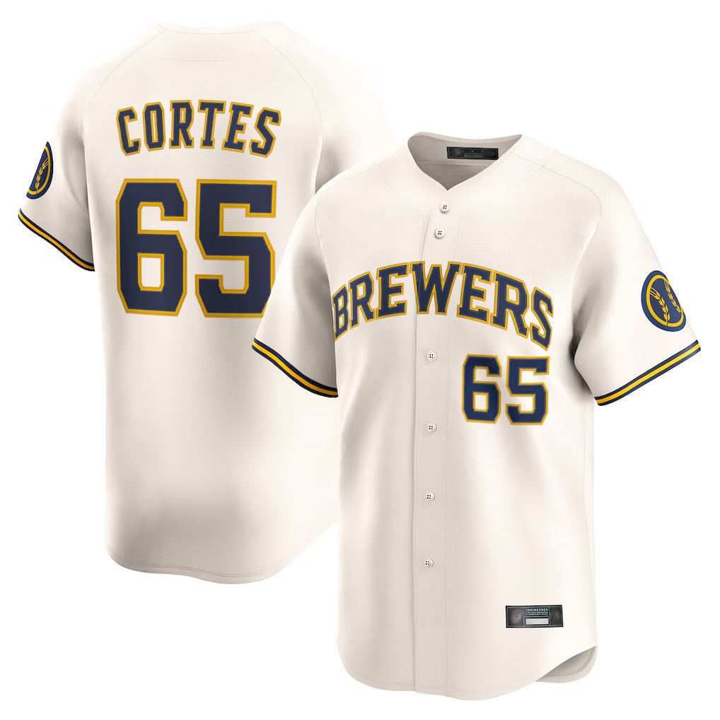 M.Brewers #65 Nestor Cortes Player Cream Home Limited Game Hdoa Stitched Jerseys