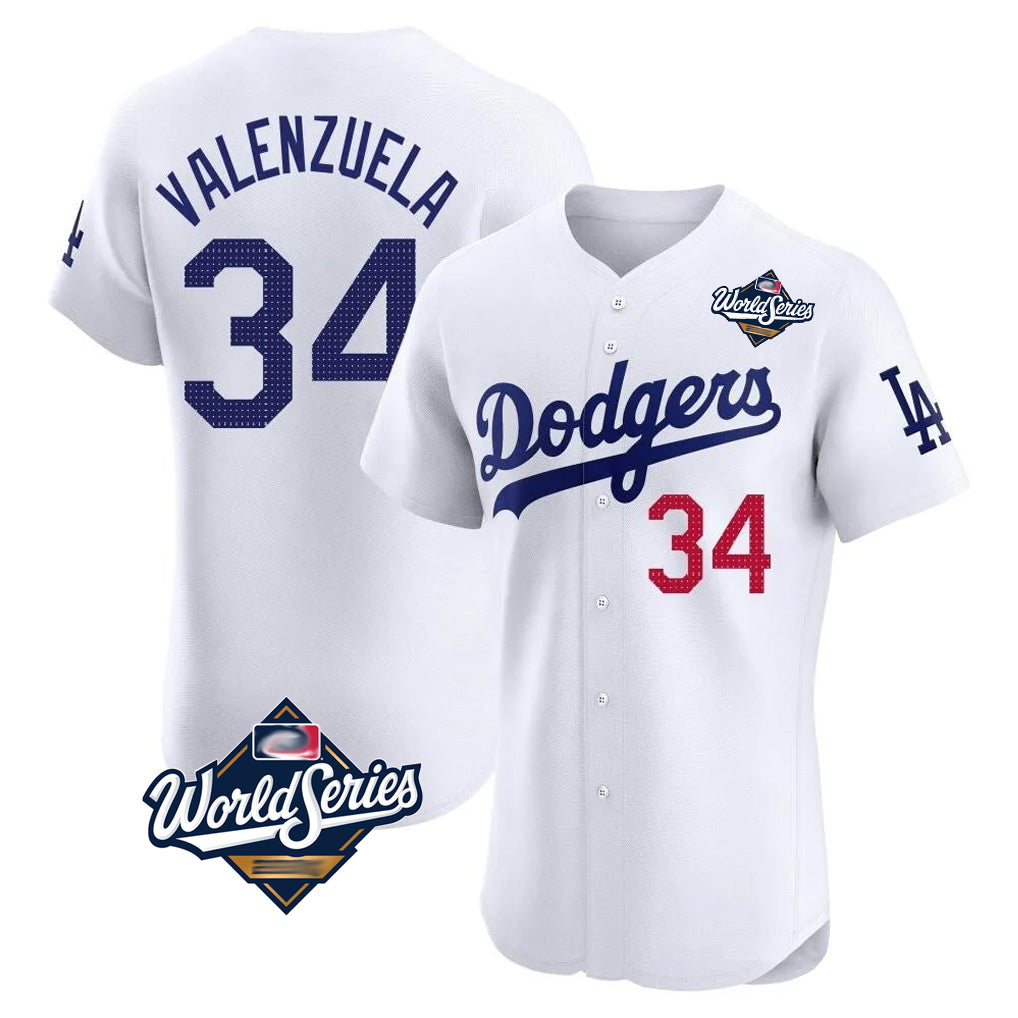 LA.Dodgers #34 Fernando Valenzuela Player White World Series Limited Elite Home Hdoa Stitched Jerseys