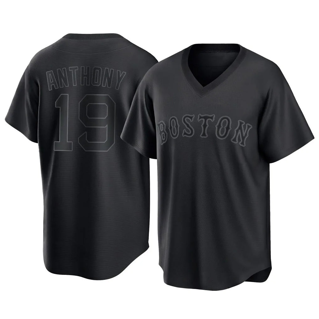 B.Red Sox #19 Roman Anthony Player Black T-shirt Home Game Hdoa Stitched Jerseys