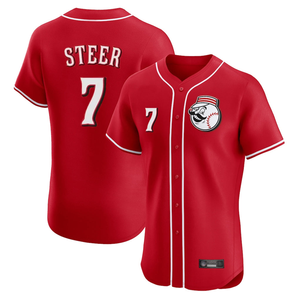 C.Reds #7 Spencer Steer Player Red Limited Elite Home Game Hdoa Stitched Jerseys