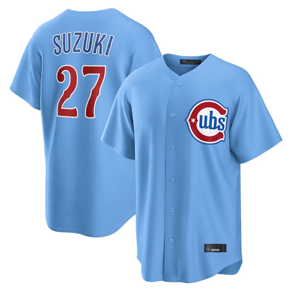 C.Cubs #27 Seiya Suzuki Player Light Blue Home Game Hdoa Stitched Jerseys