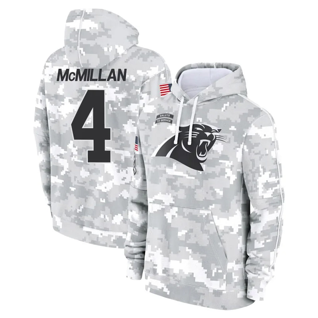 C.Panthers #4 Tetairoa McMillan Player Arctic Camo Salute to Service Pullover Hoodies Limited Game Hdoa Stitched Jerseys