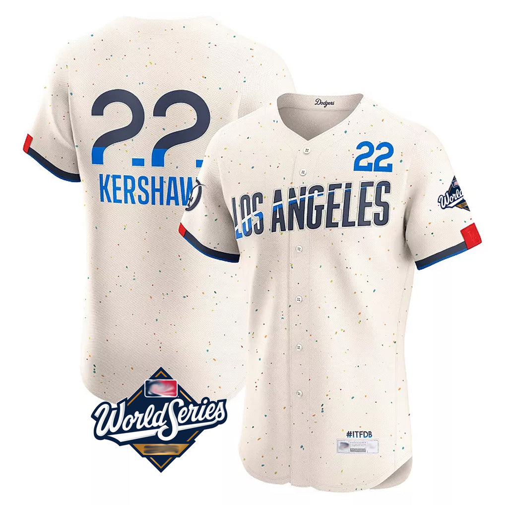 LA.Dodgers #22 Clayton Kershaw Player Cream World Series City Connect Limited Elite Home Hdoa Stitched Jerseys