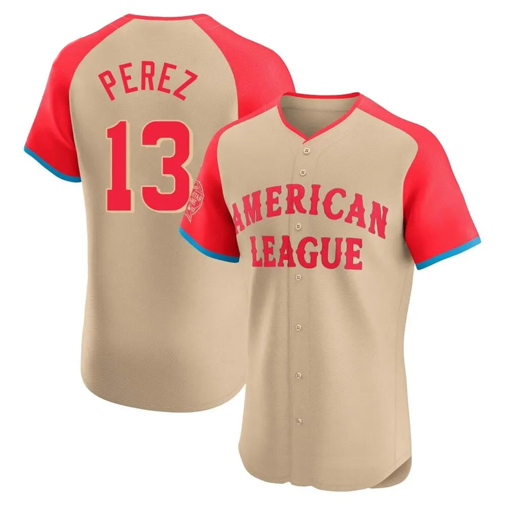 KC.Royals #13 Salvador Perez Player Cream American League All-Star Limited Elite Home Hdoa Stitched Jerseys