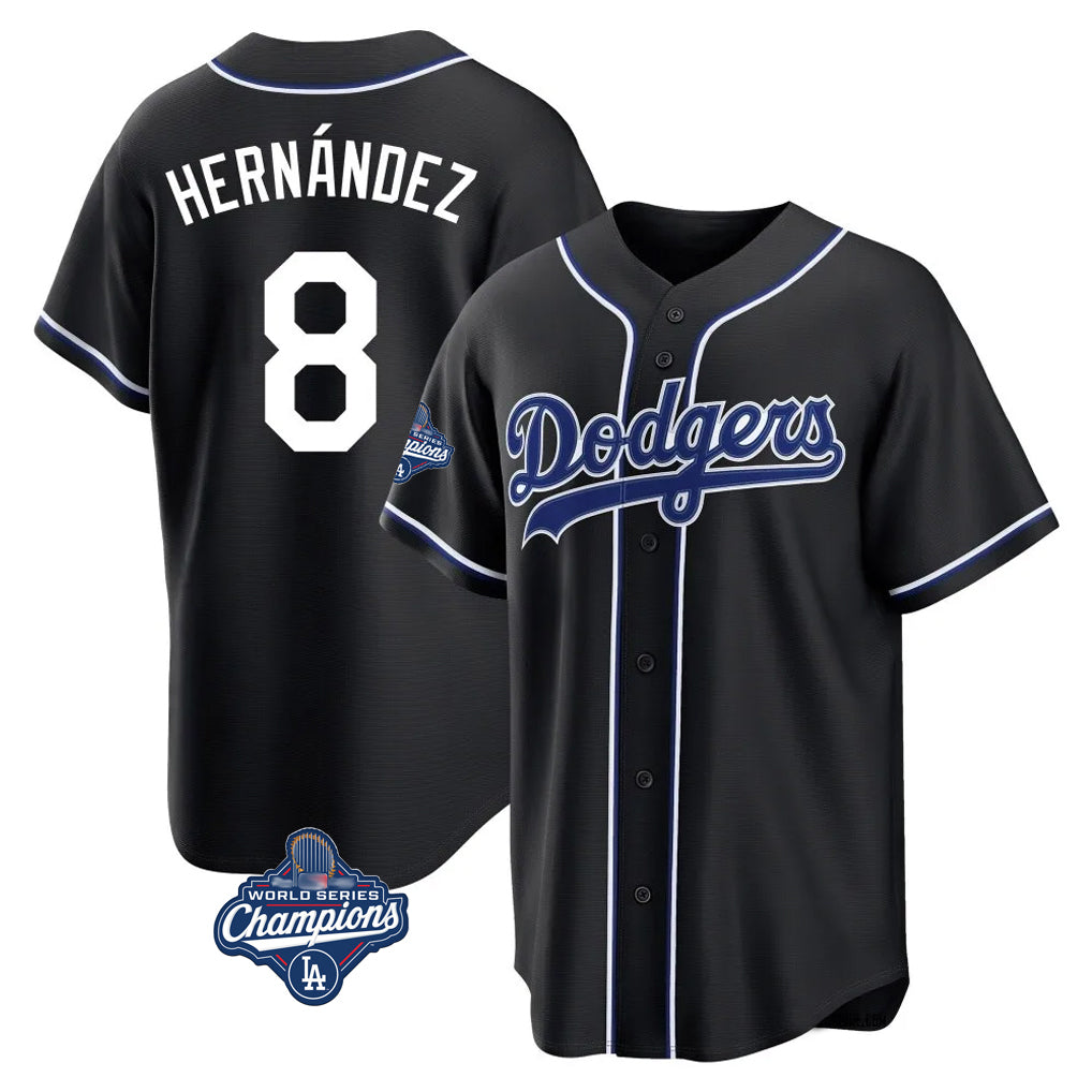 LA.Dodgers #8 Enrique Hern¨¢ndez Player Black World Series Meet Carbon Limited Home Hdoa Stitched Jerseys