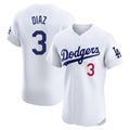 LA.Dodgers #3 Edwin D¨ªaz Player White Limited Elite Home Hdoa Stitched Jerseys