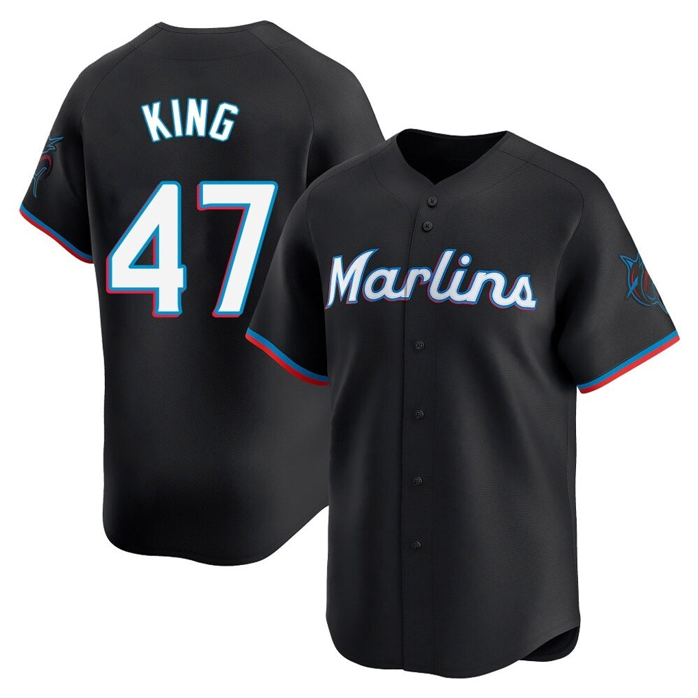 M.Marlins #47 John King Player Black  Home Limited Hdoa Stitched Jerseys